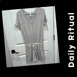 Daily Ritual shorts romper black and white striped